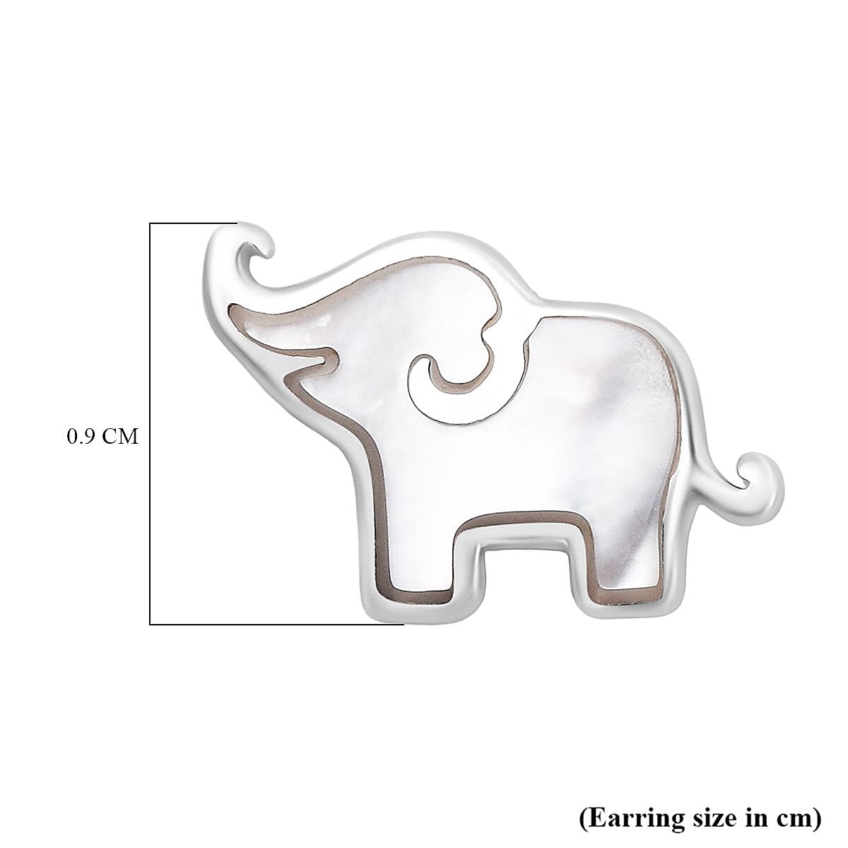 Mother Of Pearl Elephant Earring with Push Back Sterling Silver
