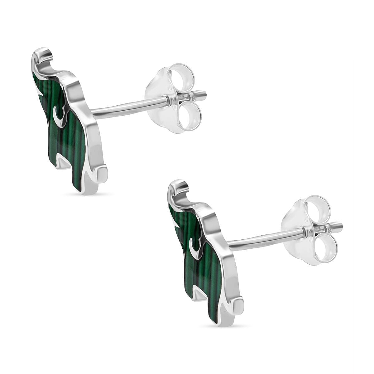 Malachite Earring with Push Back Sterling Silver