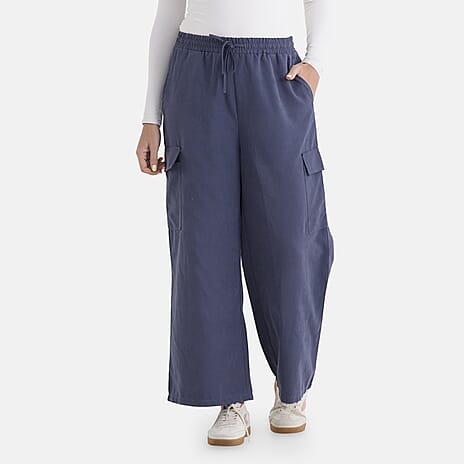 - Maisi Lightweight Cargo Trousers with Elasticated Waist (Size - XXL) - Navy Blue
