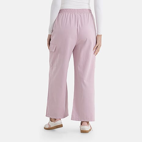 - Maisi Lightweight Cargo Trousers with Elasticated Waist (Size - XL) - Pink