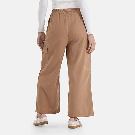 - Maisi Lightweight Cargo Trousers with Elasticated Waist (Size - M) - Brown