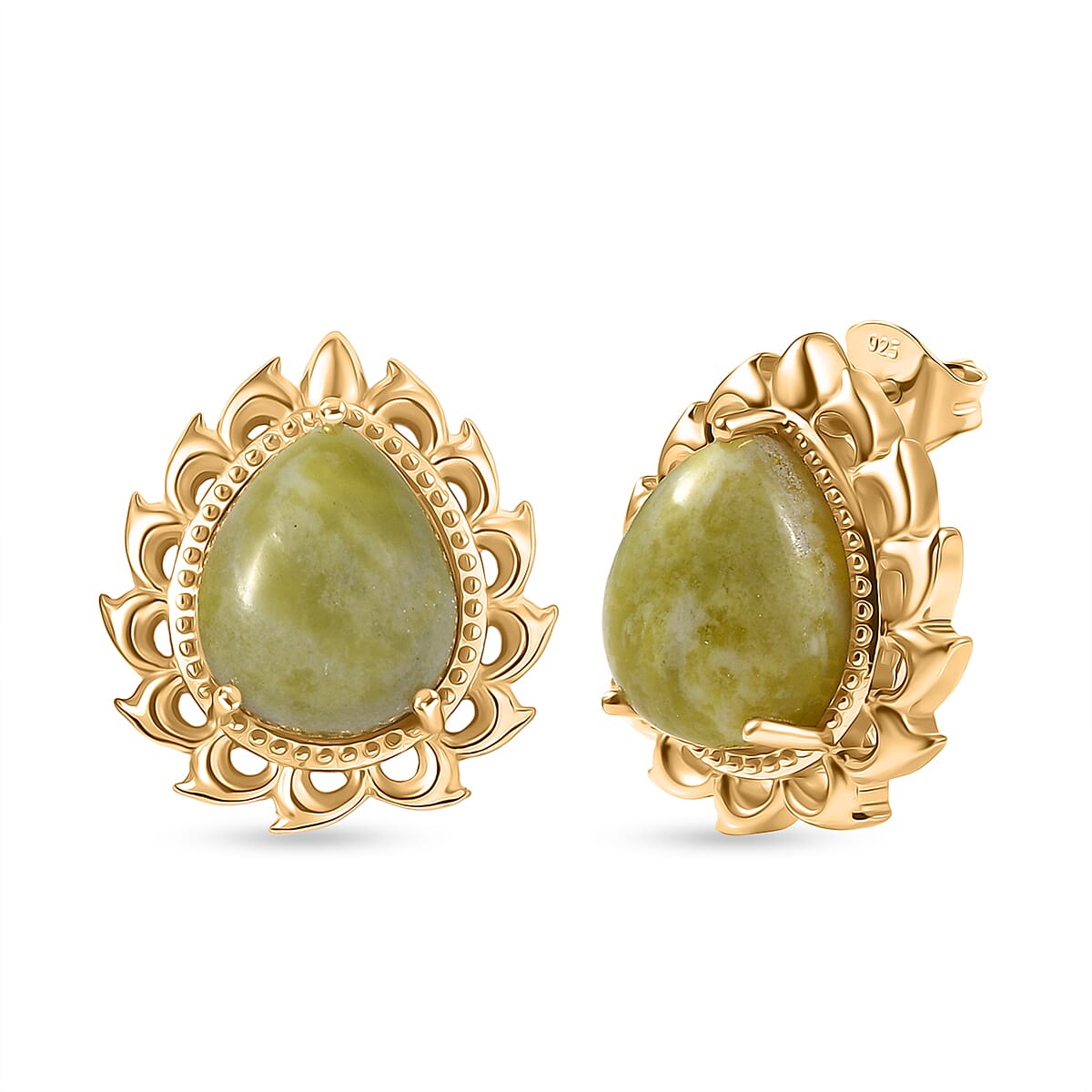 EverTrue Connemara Marble Earring in Yellow Gold Tone 9.61 Ct.