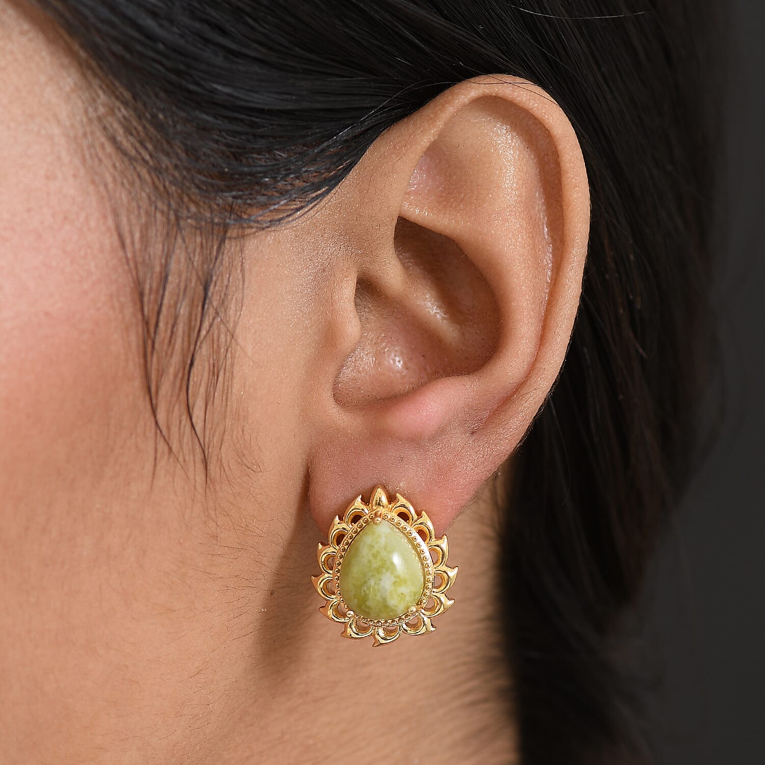 EverTrue Connemara Marble Earring in Yellow Gold Tone 9.61 Ct.