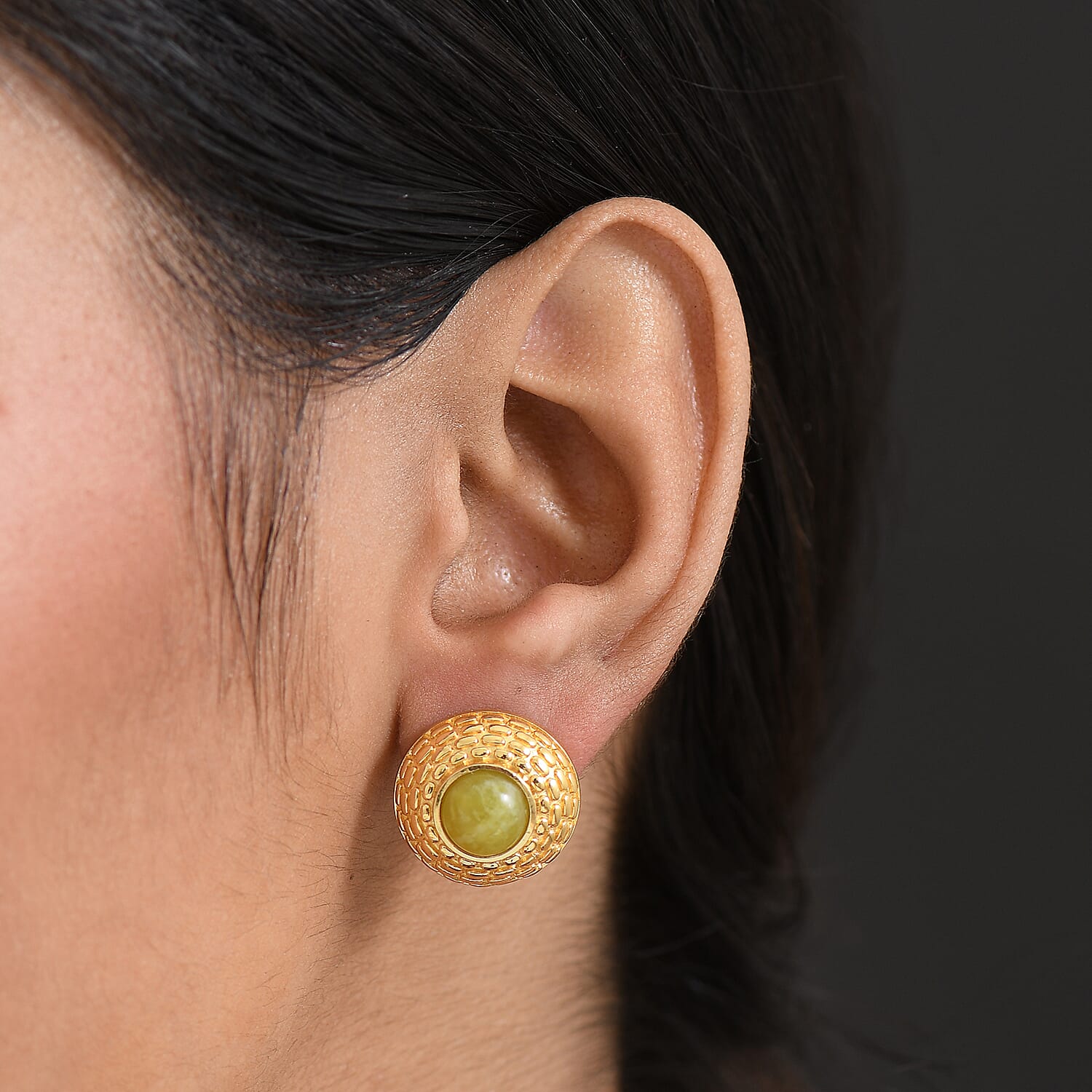 EverTrue Solitaire Stud Push Post Earring in Yellow Gold Tone 4.29 Ct.