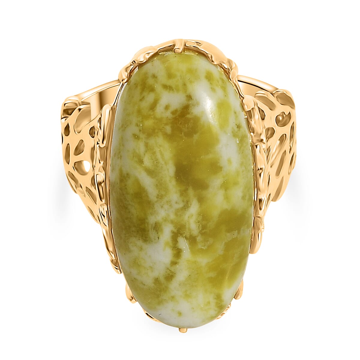 EverTrue Connemara Marble Ring in Yellow Gold Tone 18.74 Ct.