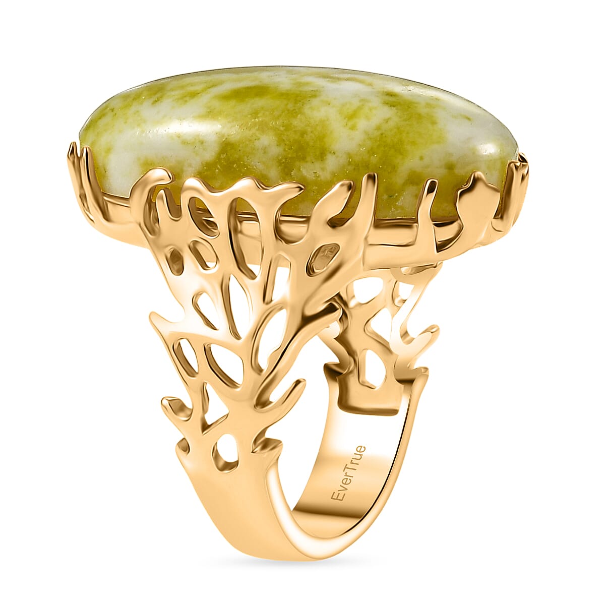 EverTrue Connemara Marble Ring in Yellow Gold Tone 18.74 Ct.