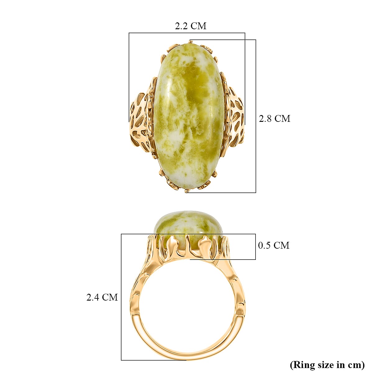 EverTrue Connemara Marble Ring in Yellow Gold Tone 18.74 Ct.