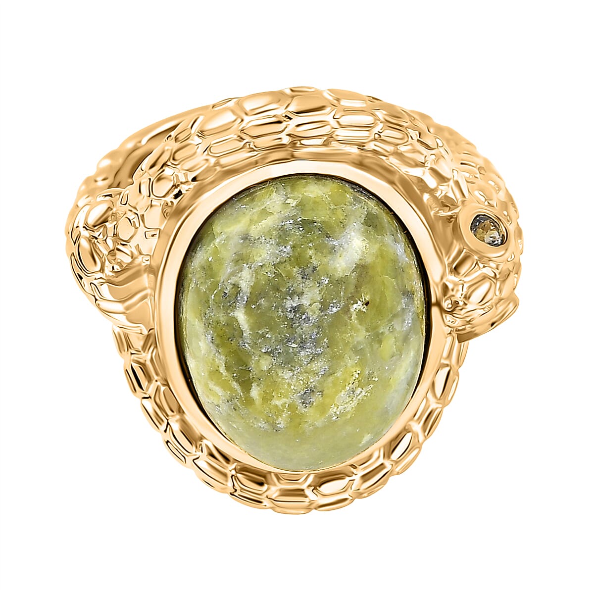 EverTrue Connemara Marble & Green Sapphire Living Creature Ring in Yellow Gold Plated 9.79 Ct.