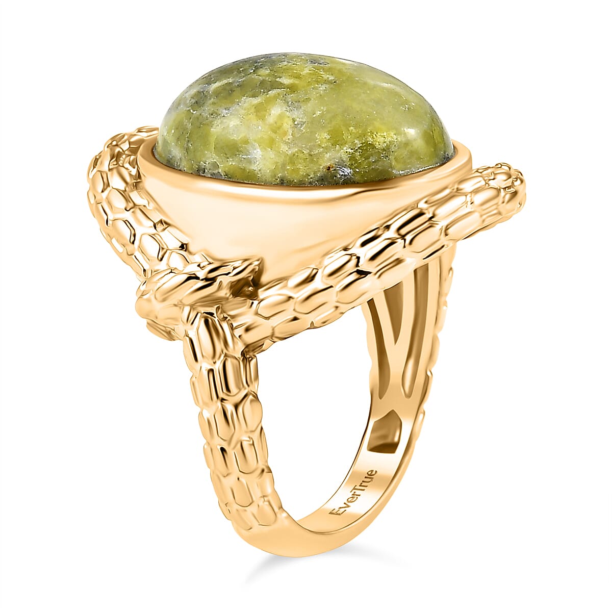 EverTrue Connemara Marble & Green Sapphire Living Creature Ring in Yellow Gold Plated 9.79 Ct.