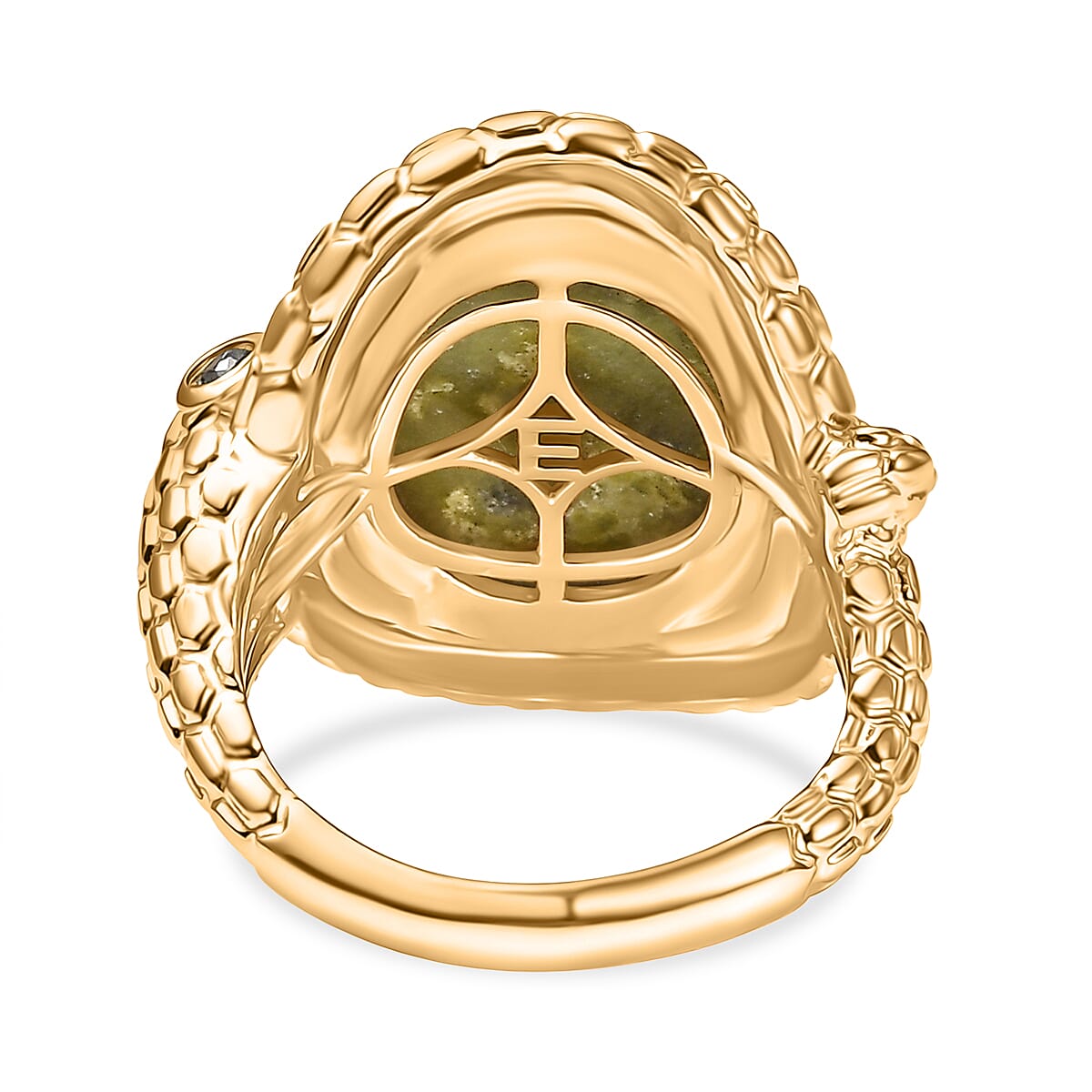 EverTrue Connemara Marble & Green Sapphire Living Creature Ring in Yellow Gold Plated 9.79 Ct.