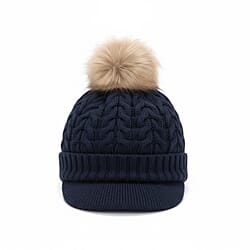High Quality Fleeced Lined Cable Knit Pom Pom Hat - D.Grey