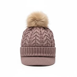 High Quality Fleeced Lined Cable Knit Pom Pom Hat - D.Grey