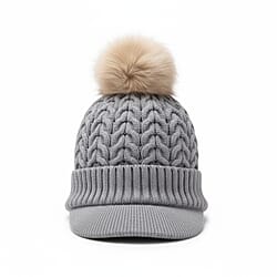 High Quality Fleeced Lined Cable Knit Pom Pom Hat - D.Grey