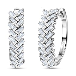 LUXURIANT 0.8 Ct. Lab Grown Diamond Hoop Earrings in Rhodium Overlay Sterling Silver
