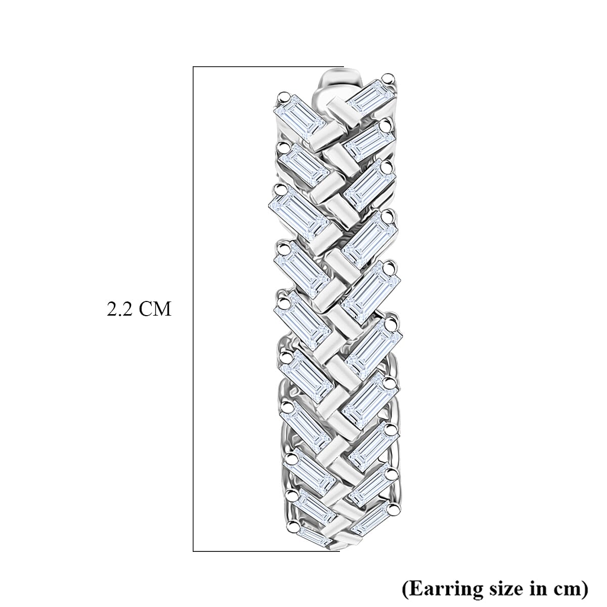 Luxuriant Lab Grown Diamond (SI-GH) Full Hoop Earring in Rhodium Overlay Sterling Silver 0.80 Ct, Silver Wt. 4.95 Gms.