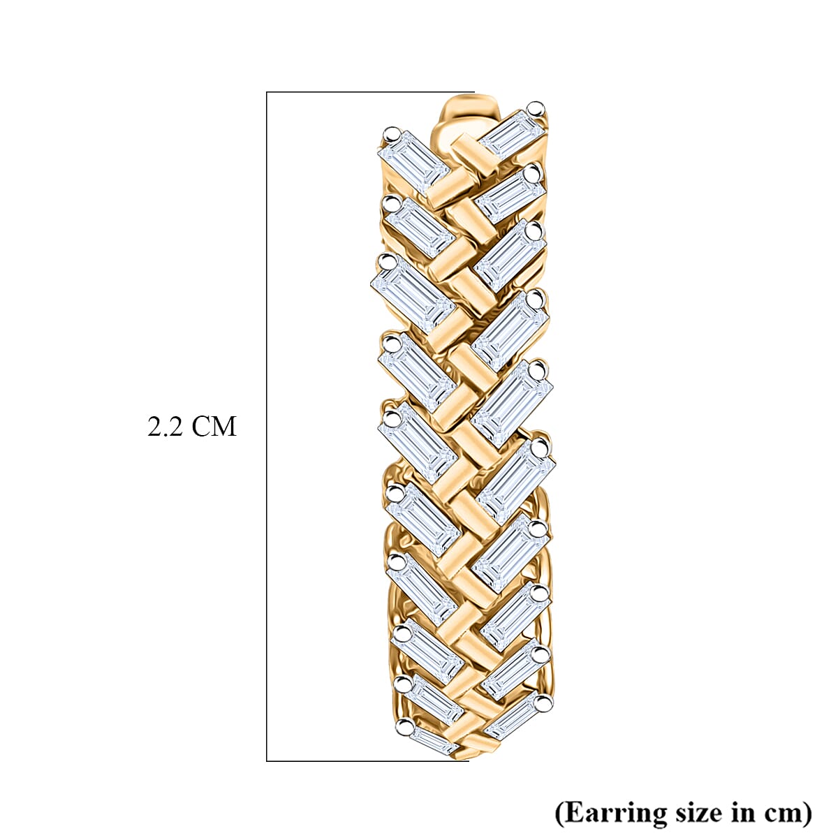 Luxuriant Lab Grown Diamond (SI-GH) Full Hoop Earring in 18K Vermeil Yellow Gold Plated Sterling Silver 0.80 Ct, Silver Wt. 4.81 Gms.