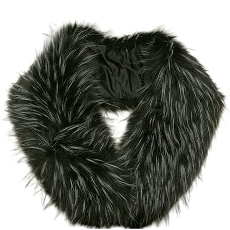 Faux Fur Collar Scarf with Clip - Black
