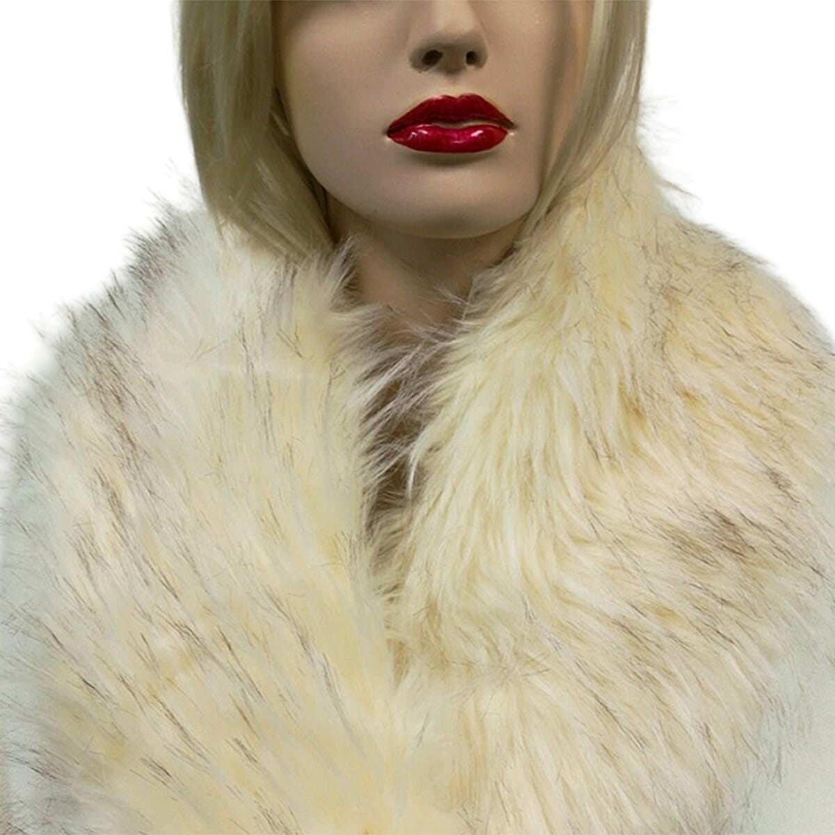 Faux Fur Collar Scarf with Clip - Ivory