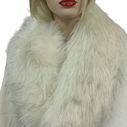 Faux Fur Collar Scarf with Clip - White
