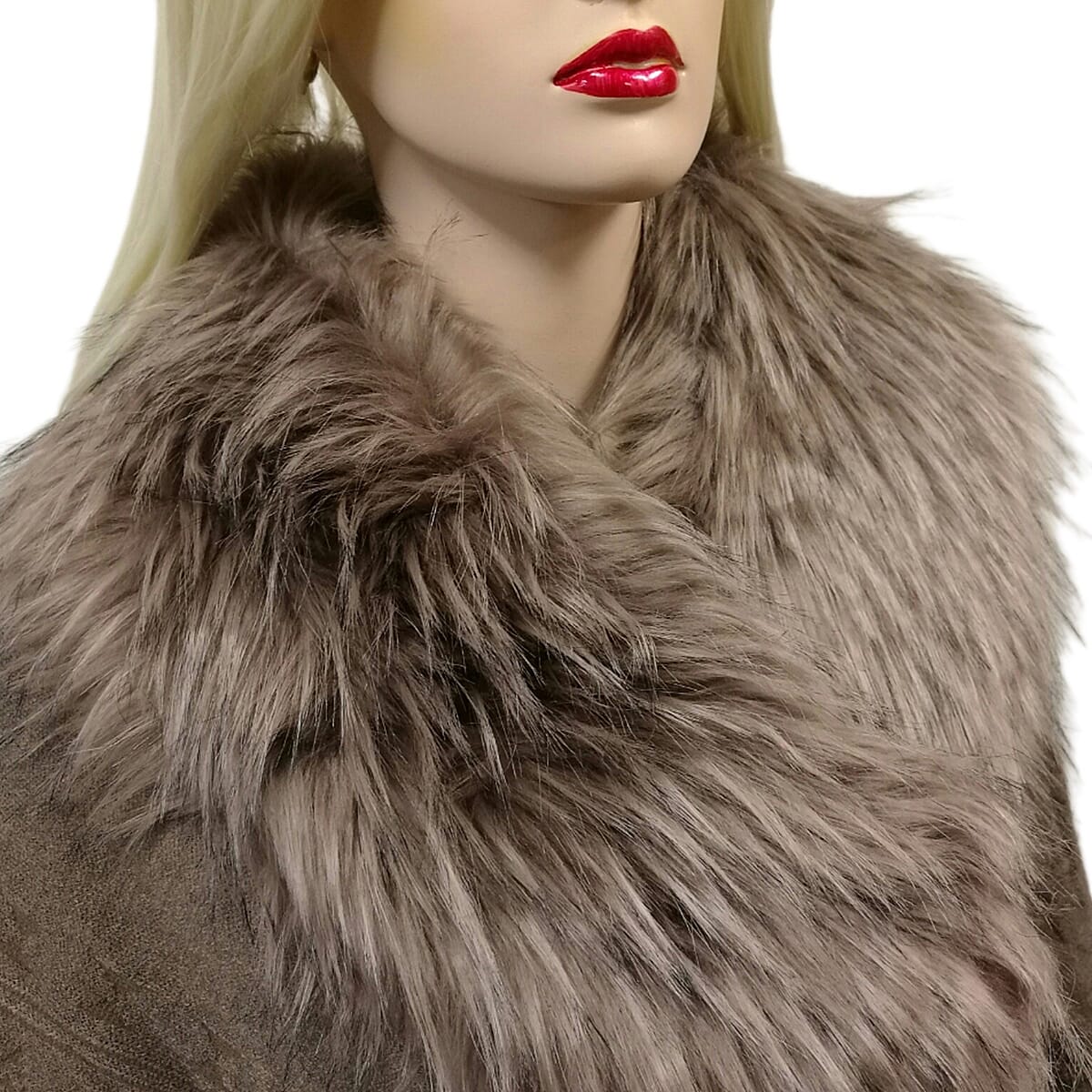 Faux Fur Collar Scarf with Clip - Mink
