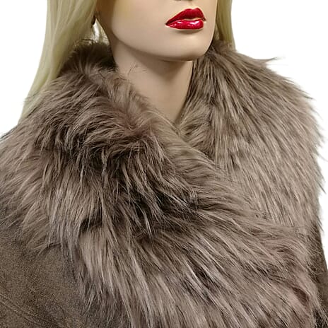 Faux Fur Collar Scarf with Clip - Mink