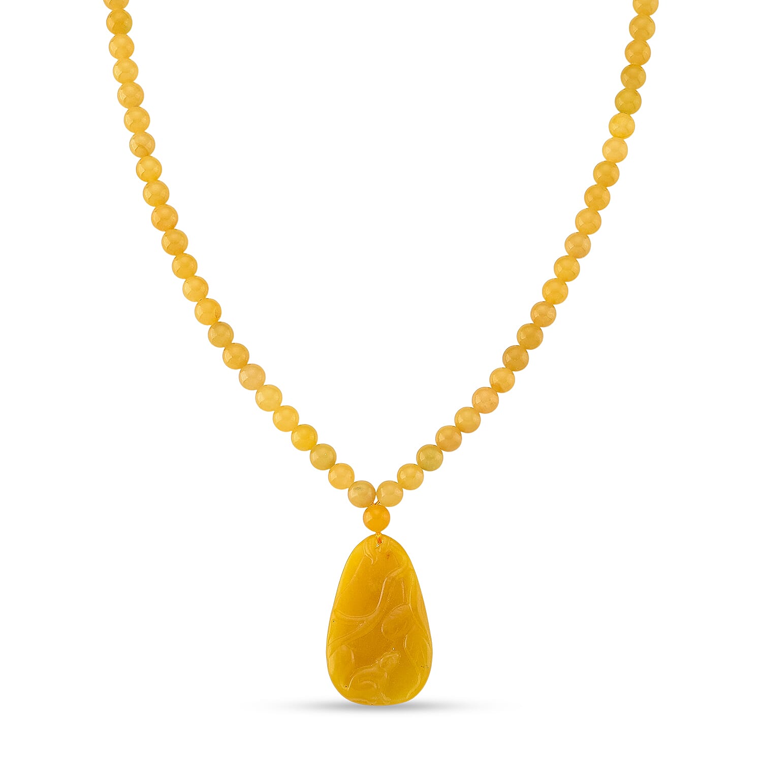 D'Joy Honey Jade Beads Necklace (Size 20 - 2 Ext) in Sterling Silver 364.50 Ct.