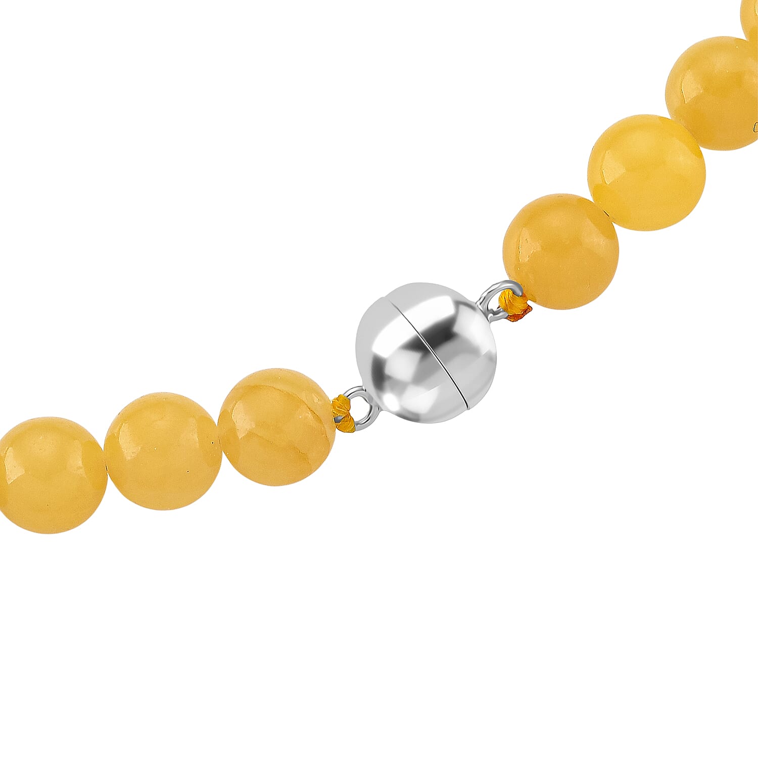 D'Joy Honey Jade Beads Necklace (Size 20 - 2 Ext) in Sterling Silver 364.50 Ct.