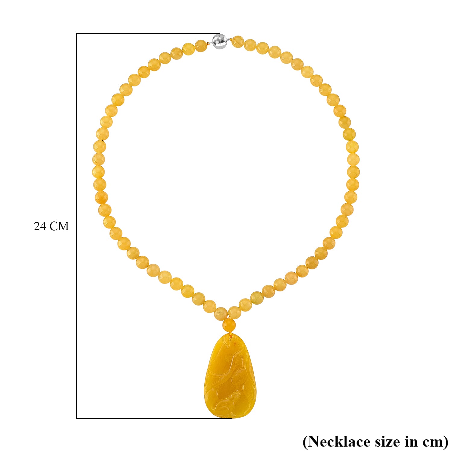 D'Joy Honey Jade Beads Necklace (Size 20 - 2 Ext) in Sterling Silver 364.50 Ct.