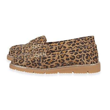 Jo - Joe Shore Leopard Print Suede Loafers (Size 4) - Leopard