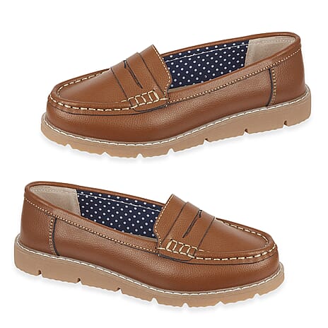 Jo - Joe Shore Leather Penny Loafers (Size 4) - Tan