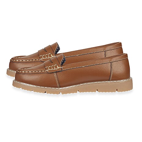 Jo - Joe Shore Leather Penny Loafers (Size 5) - Tan