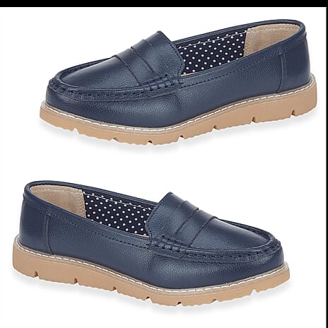 Jo - Joe Shore Leather Penny Loafers (Size 4) - Royal Blue