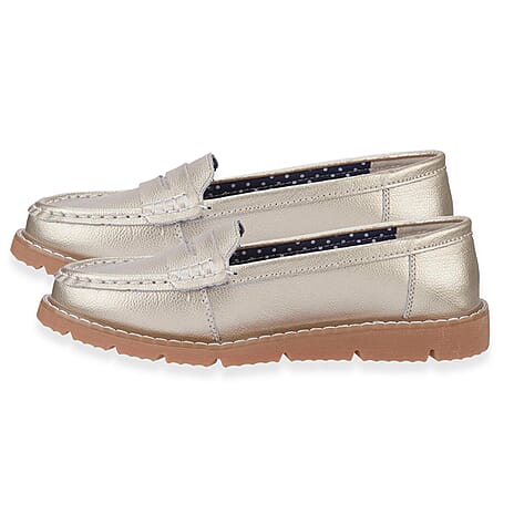 Jo - Joe Shore Leather Penny Loafers (Size 7) - Gold
