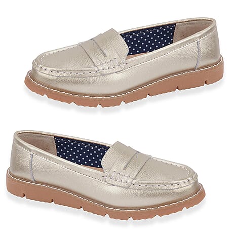 Jo - Joe Shore Leather Penny Loafers (Size 8) - Gold