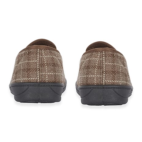 Jo-Joe Gordon Mens Checked Slip-On Slippers (Size 9) - Brown