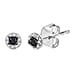 Black Diamond Solitaire Stud Push Post Earring in Platinum Overlay Sterling Silver