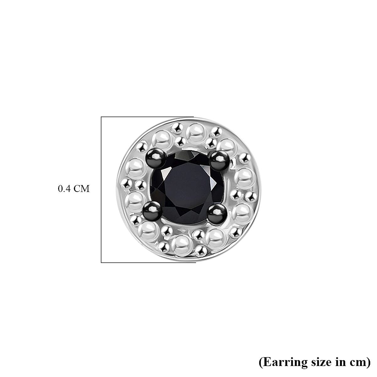 Black Diamond Solitaire Stud Push Post Earring in Platinum Overlay Sterling Silver