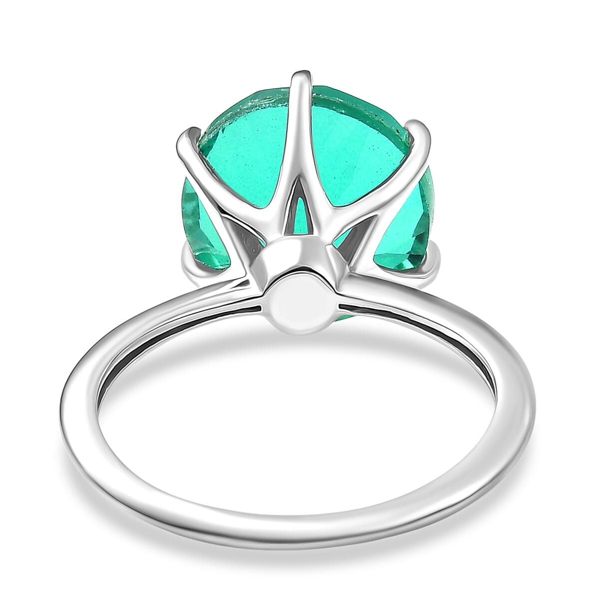 Peacock Triplet Quartz Ring in Platinum Overlay Sterling Silver 5.38 Ct.