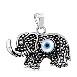 Purple Mother of Pearl Oxisided Elephant Pendant Sterling Silver, Silver Wt. 5.60 Gms.
