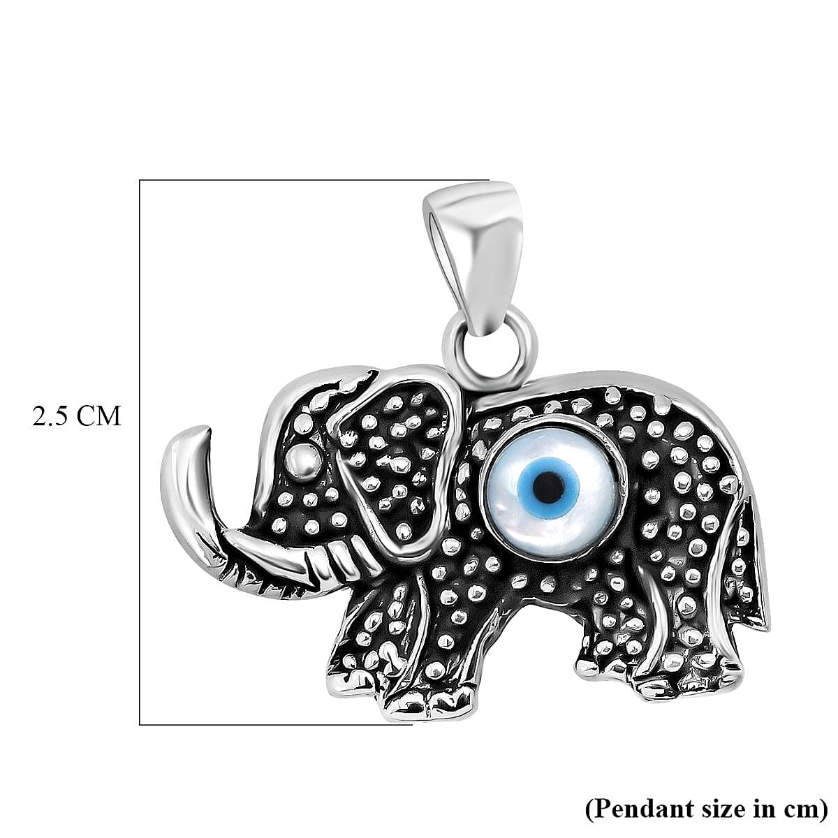 White Mother Of Pearl Elephant Oxisided Pendant Sterling Silver, Silver Wt. 5.70 Gms.