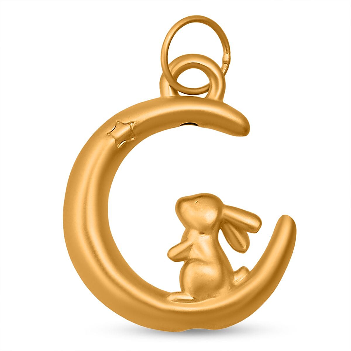 24K Yellow Gold Crescent Moon Pendant