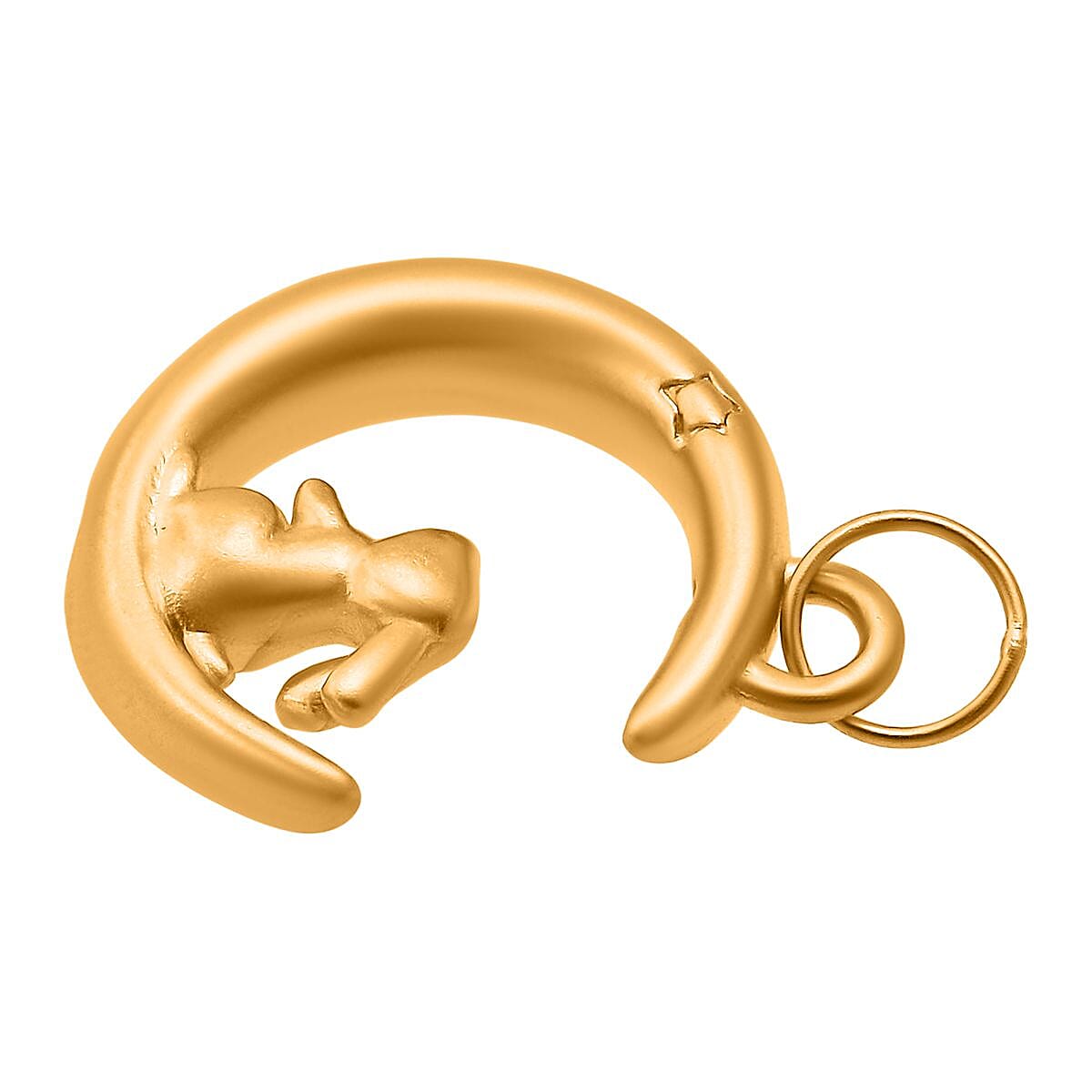 24K Yellow Gold Crescent Moon Pendant