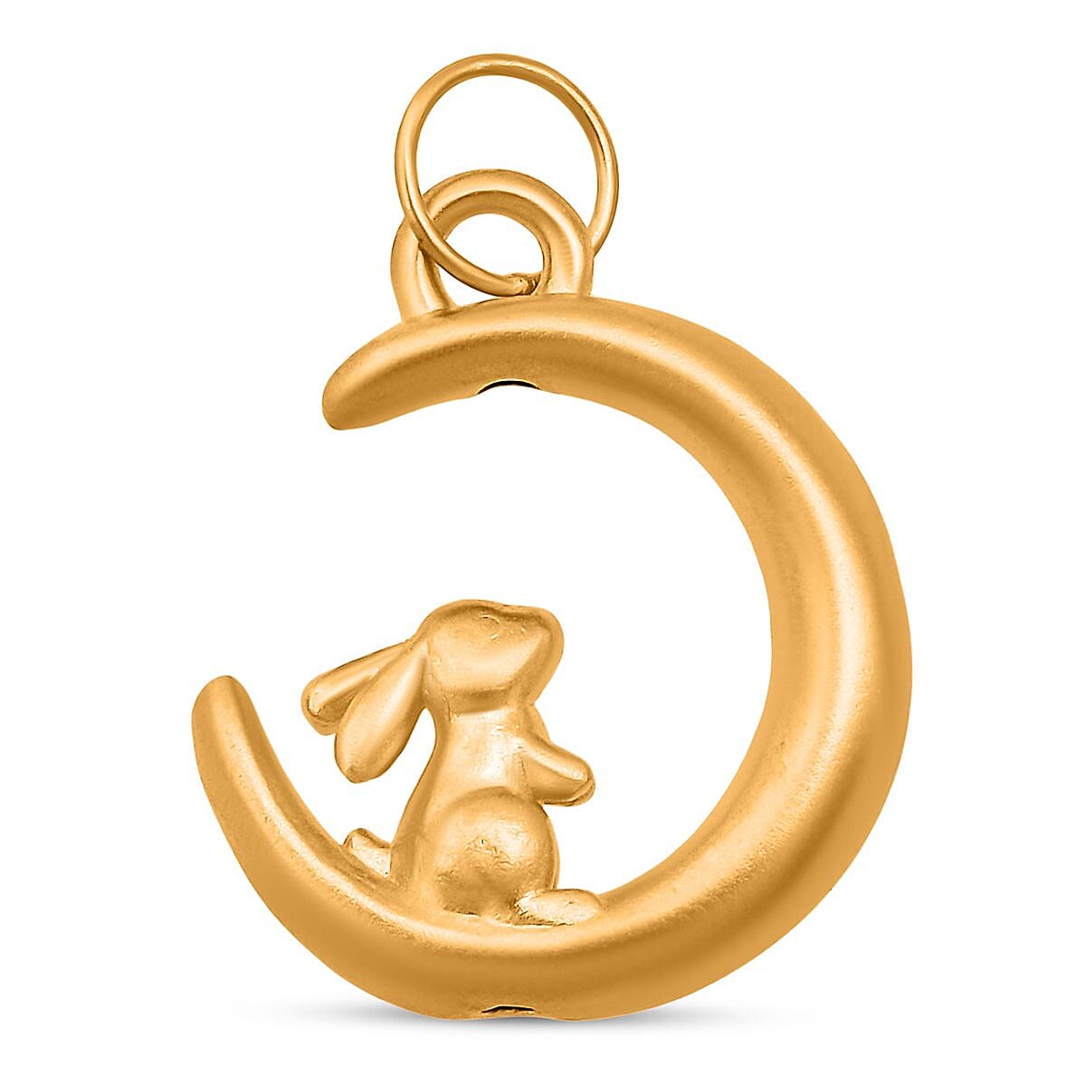24K Yellow Gold Crescent Moon Pendant
