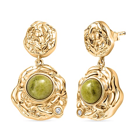 EverTrue White Zircon Earring in Yellow Gold Tone 4.45 Ct.