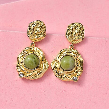 EverTrue White Zircon Earring in Yellow Gold Tone 4.45 Ct.