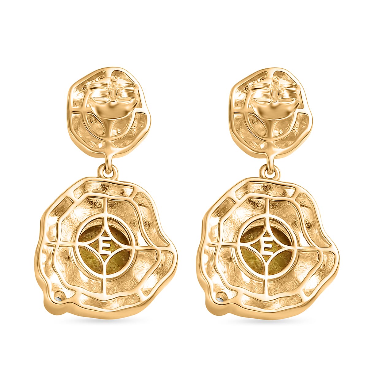 EverTrue White Zircon Earring in Yellow Gold Tone 4.45 Ct.