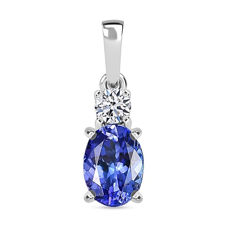 Luxuriant 950 Platinum AAAA Tanzanite Lab Grown Diamond (VS-EF) Pendant 1.46 Ct.