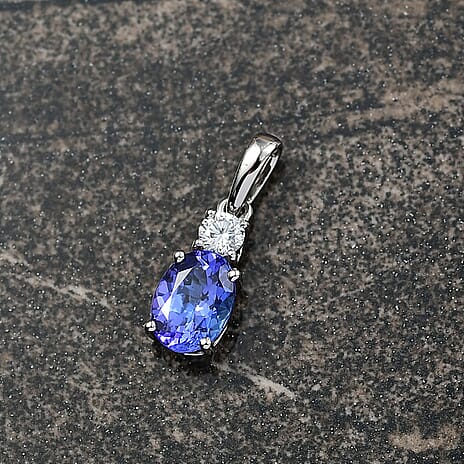 Luxuriant 950 Platinum AAAA Tanzanite Lab Grown Diamond (VS-EF) Pendant 1.46 Ct.