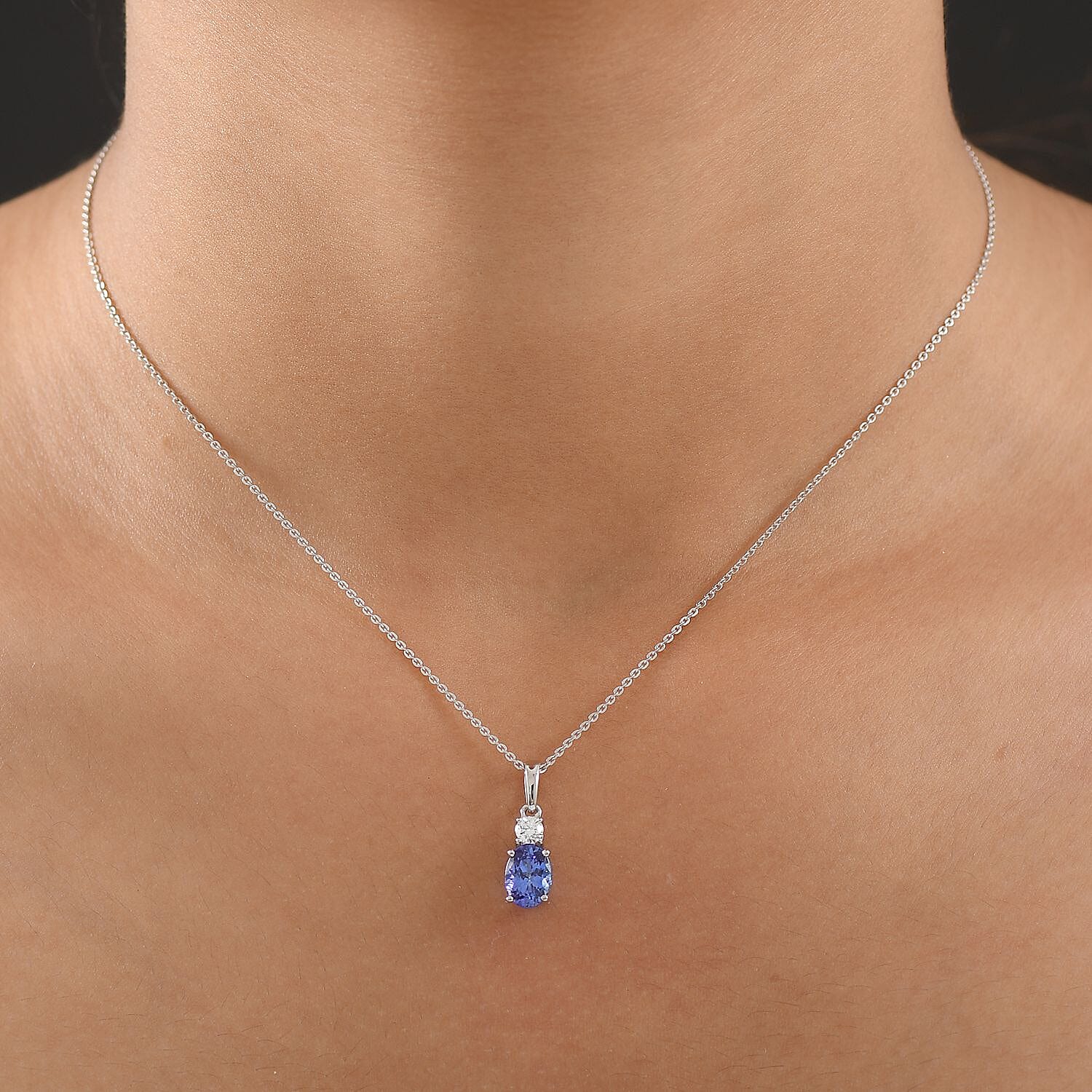 Luxuriant 950 Platinum AAAA Tanzanite Lab Grown Diamond (VS-EF) Pendant 1.46 Ct.