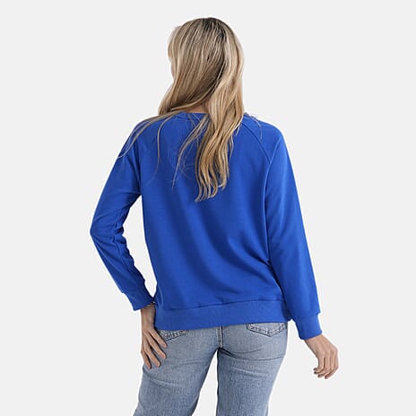Styled By Casual Round-Neck Solid Color Long-Sleeve Top (Size XL) - Blue